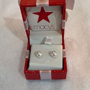 Macy's Classic White Pearl Earrings